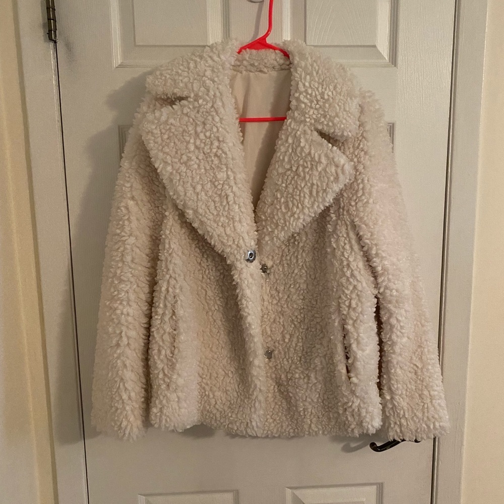 Kensie Off White Teddy Coat